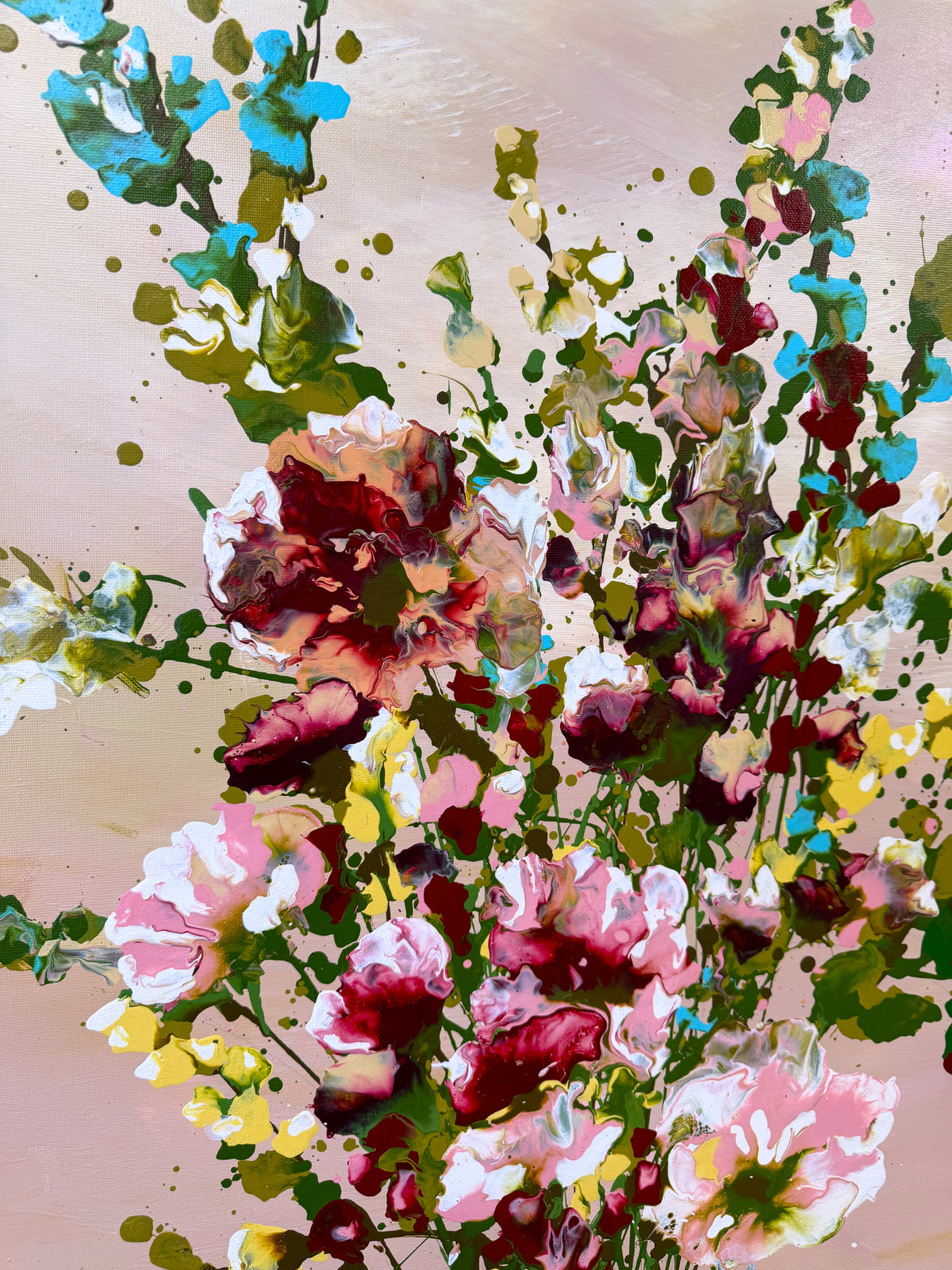 Flowers for me -ready to hang abstract floral artwork