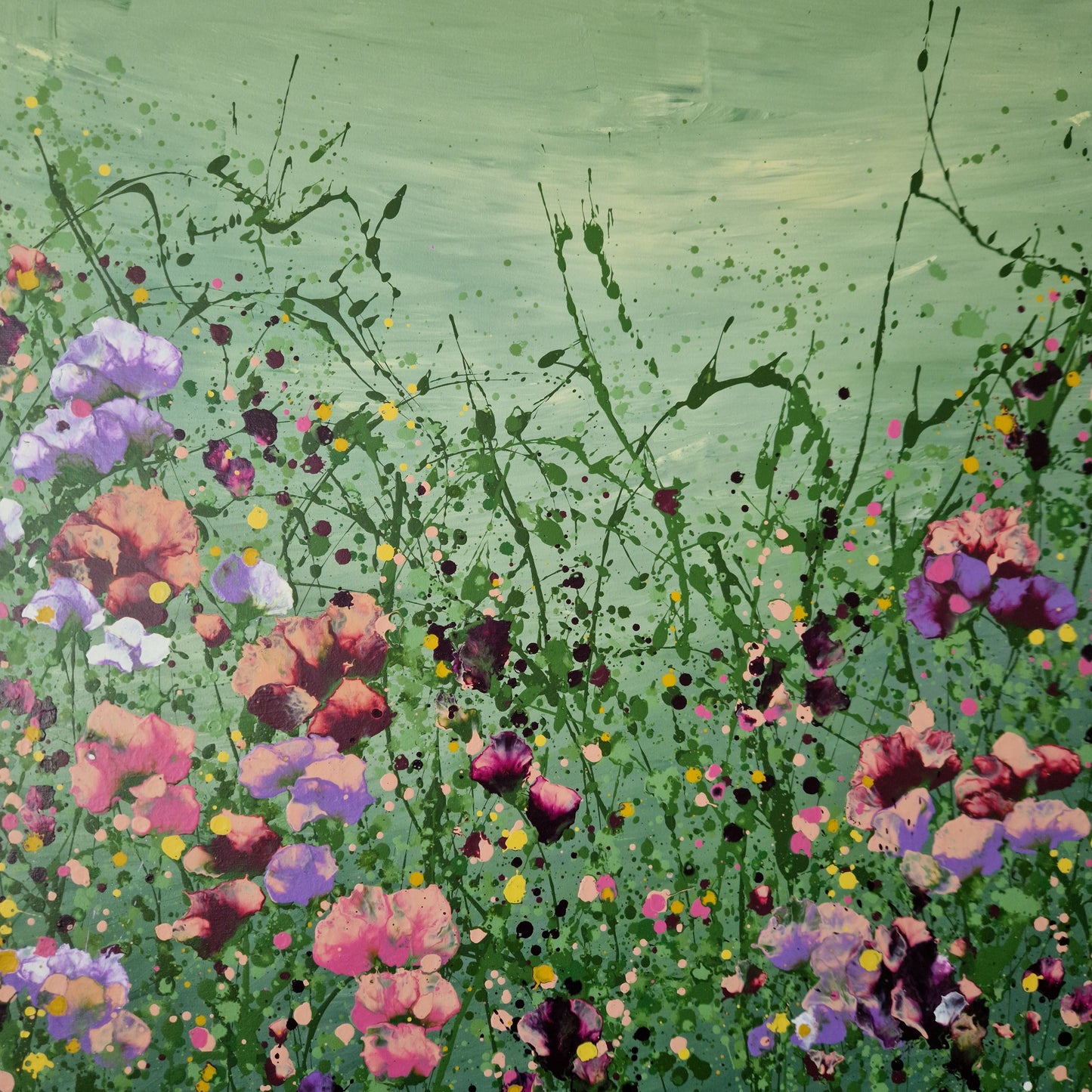 Joyful Dance – Original Abstract Floral Painting | 130 × 130 cm