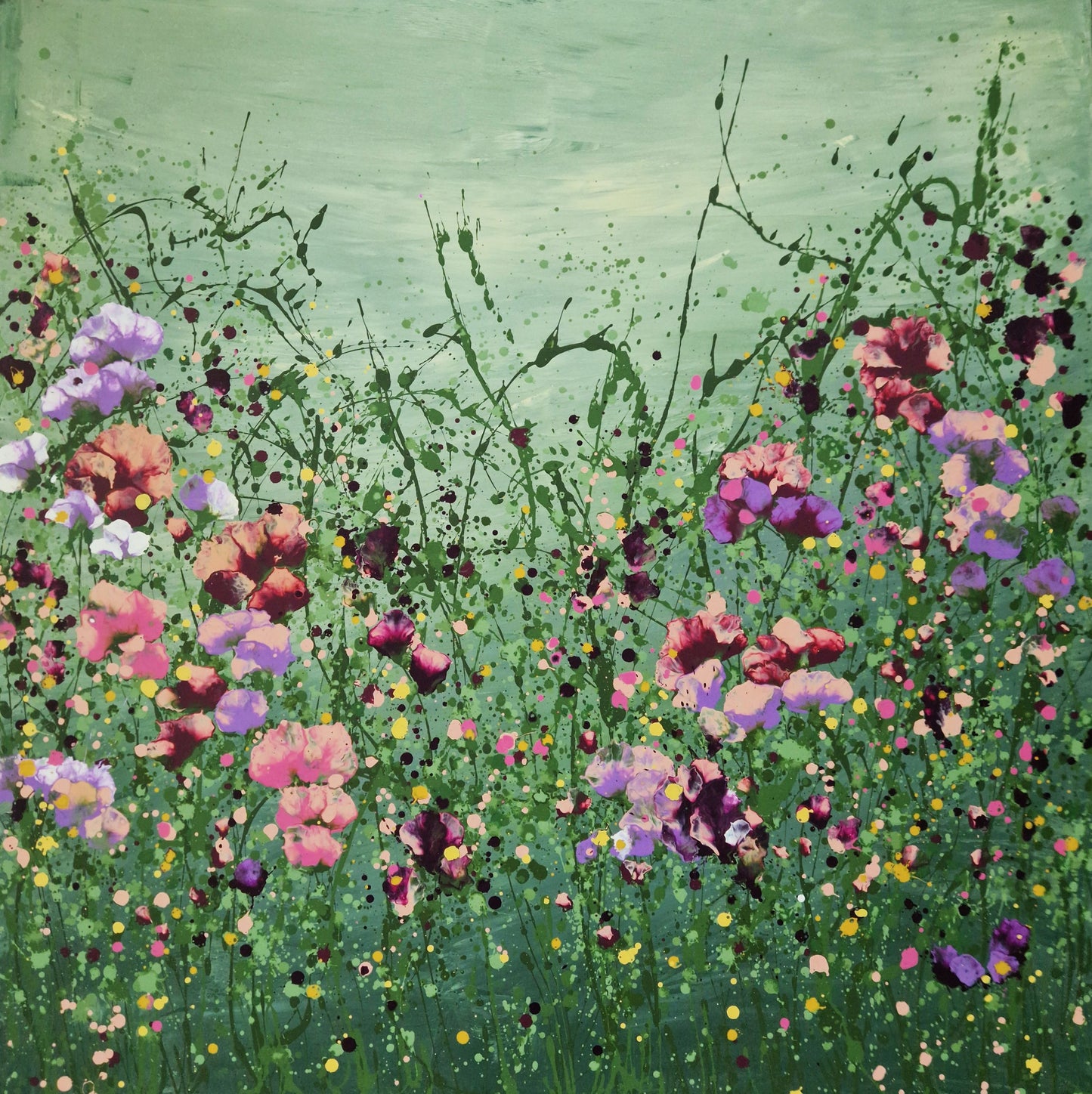 Joyful Dance – Original Abstract Floral Painting | 130 × 130 cm