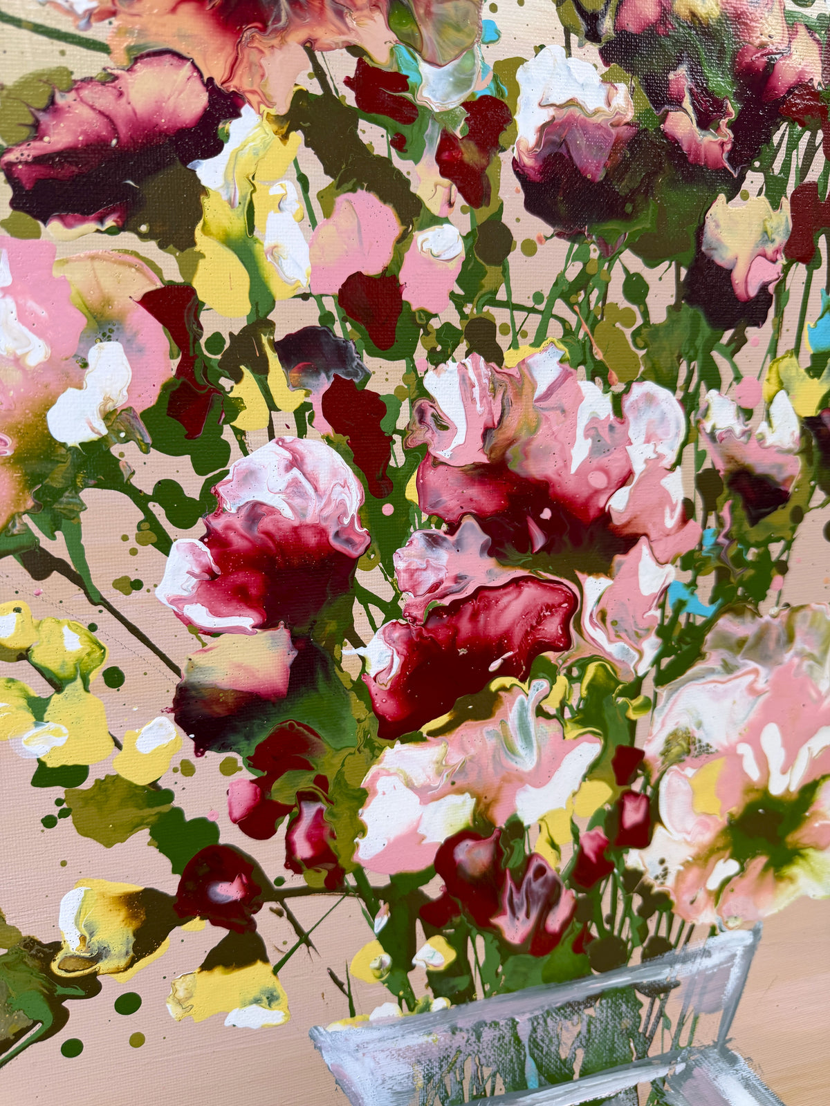 Flowers for me -ready to hang  abstract floral artwork