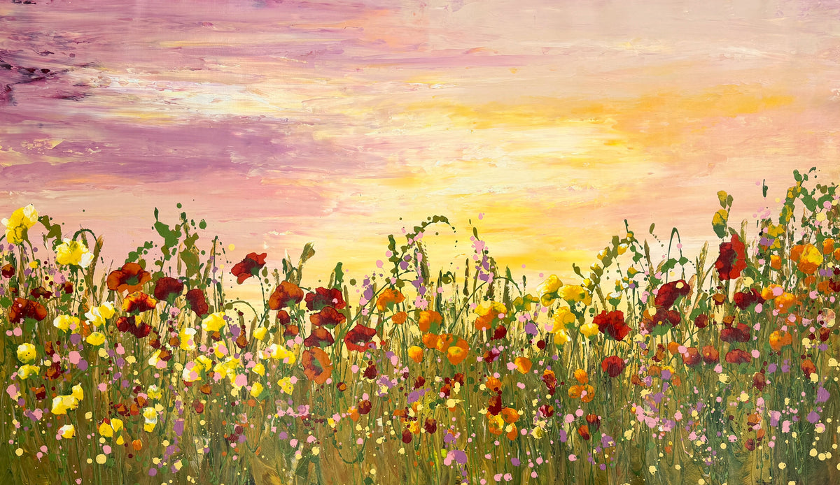 Glowing Sunset – Original Wildflower Landscape Painting