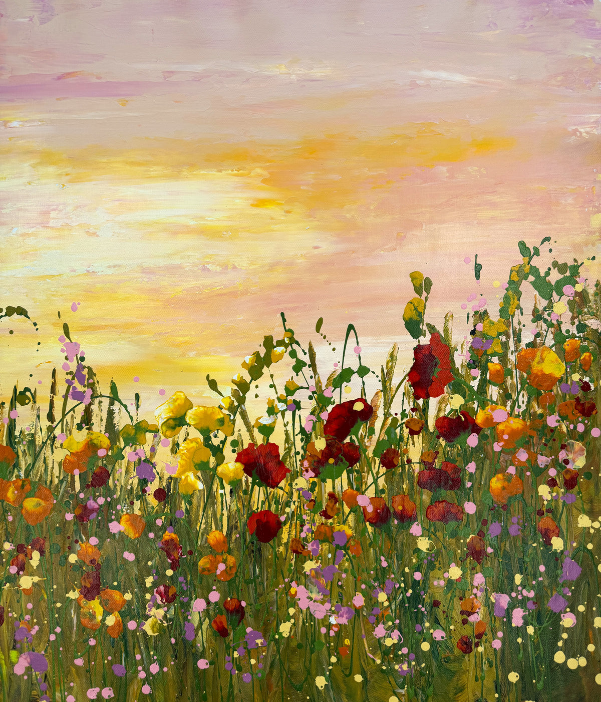Glowing Sunset – Original Wildflower Landscape Painting