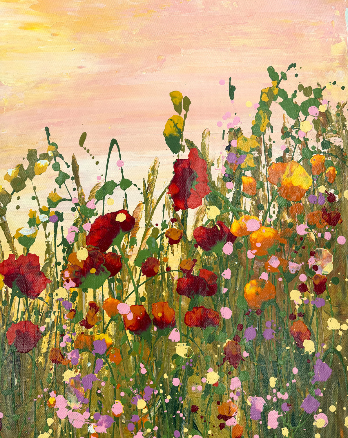 Glowing Sunset – Original Wildflower Landscape Painting