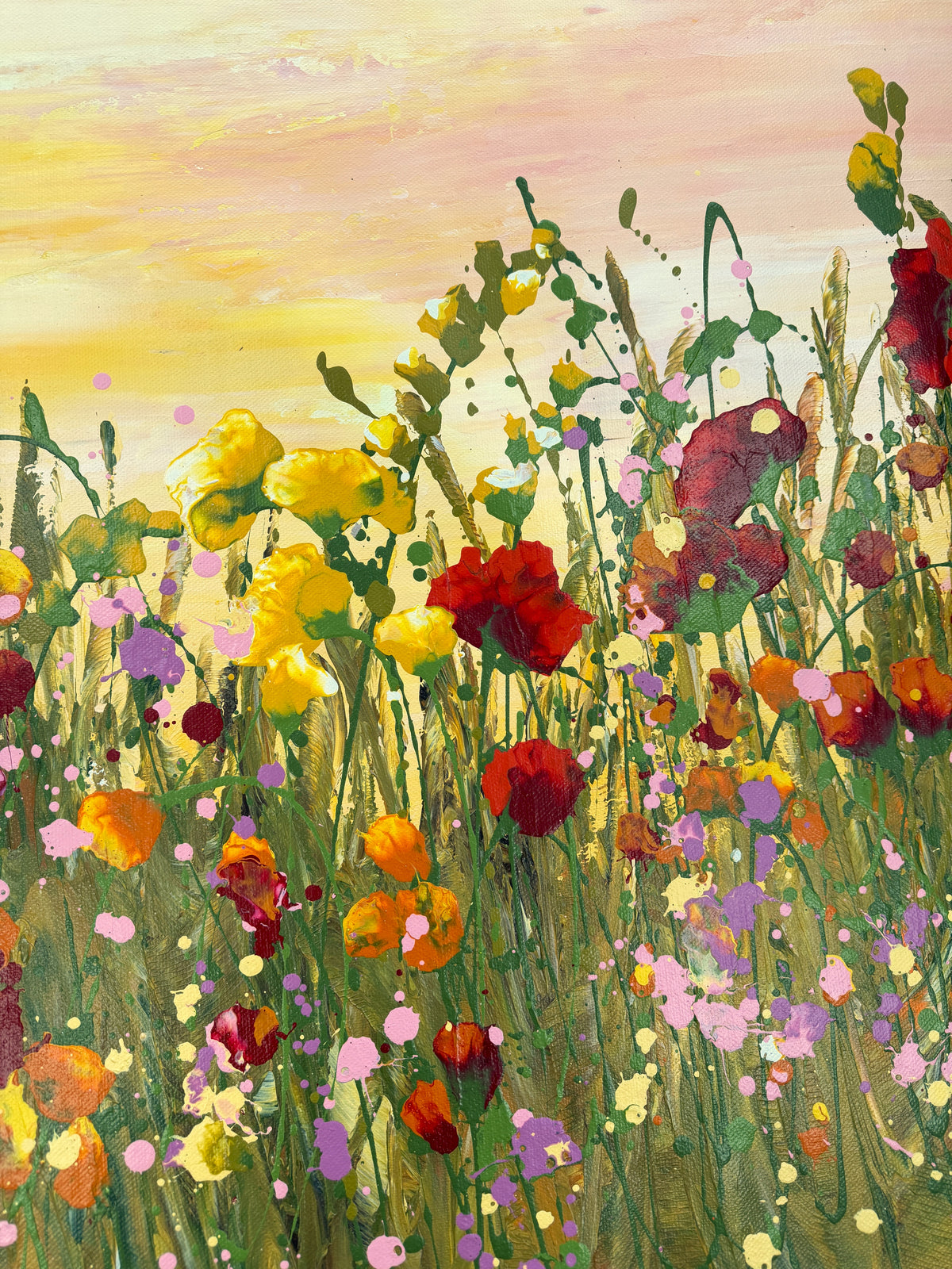 Glowing Sunset – Original Wildflower Landscape Painting