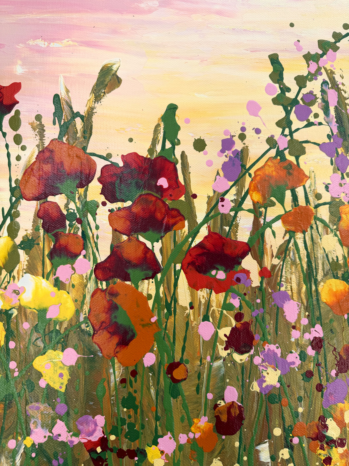 Glowing Sunset – Original Wildflower Landscape Painting