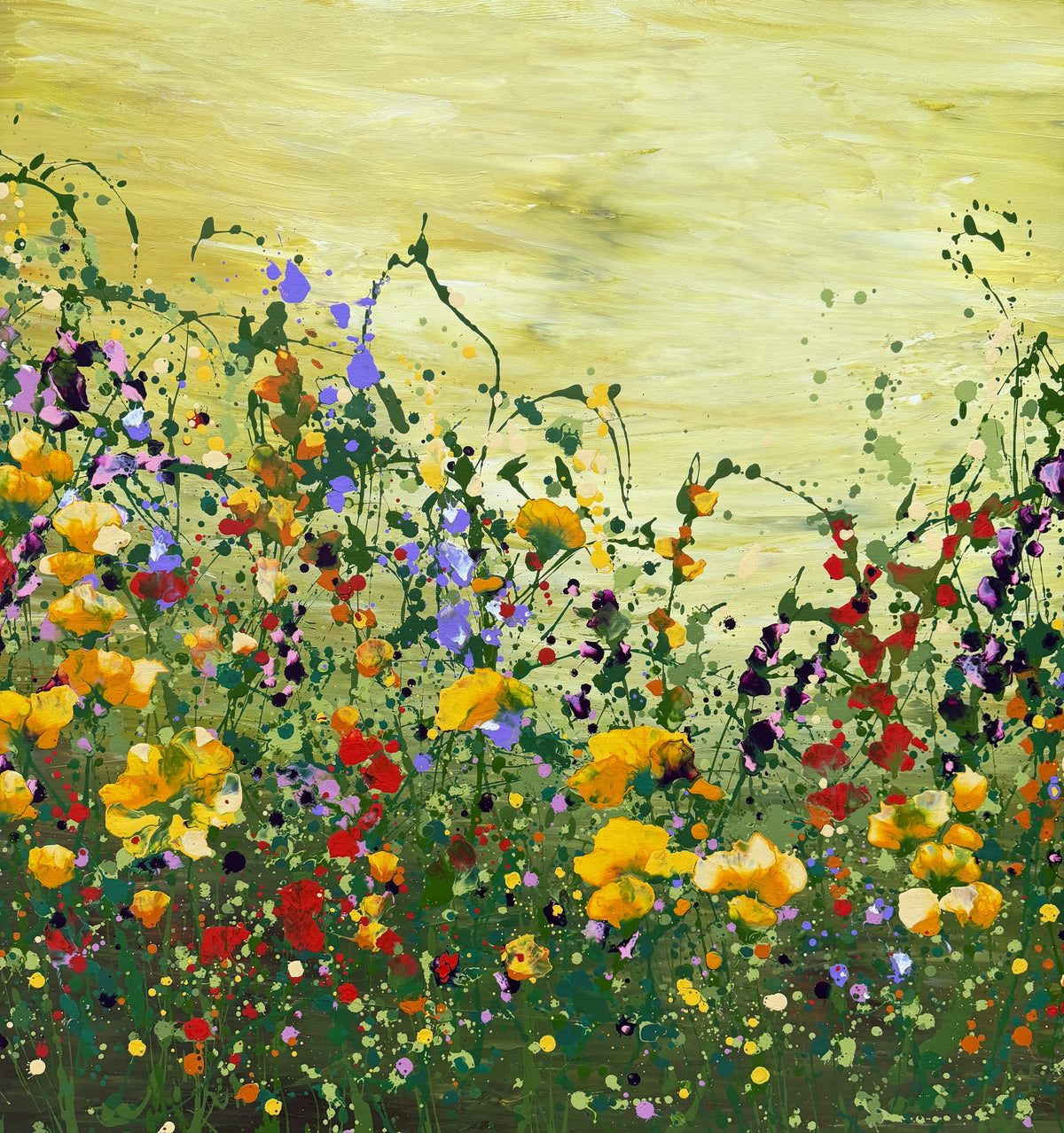 Wild flowers dance- large original floral art