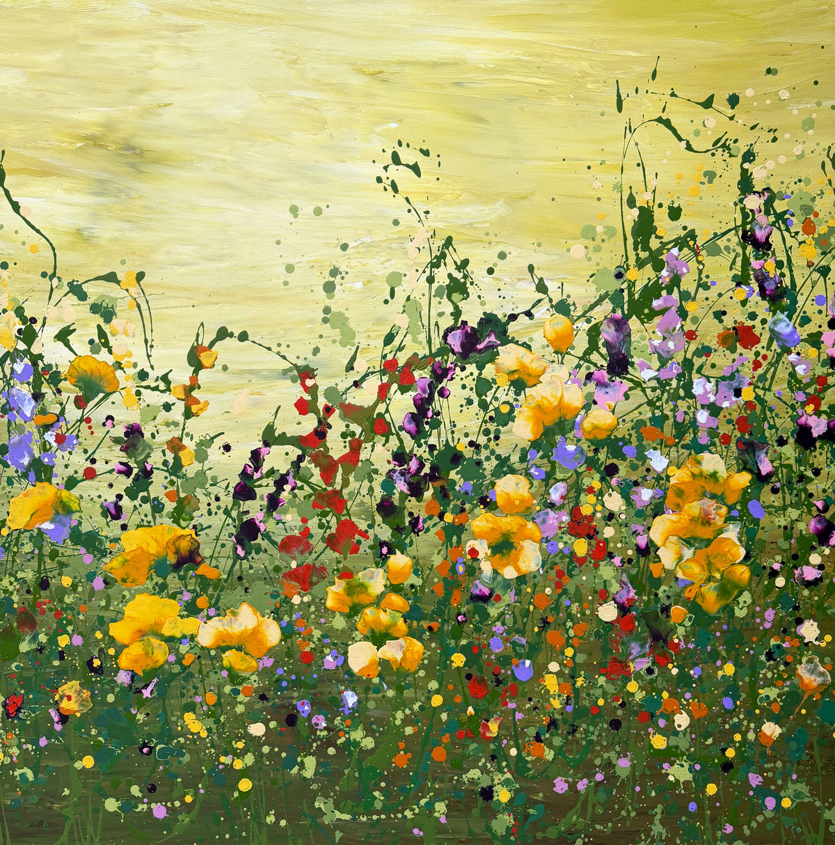 Wild flowers dance- large original floral art