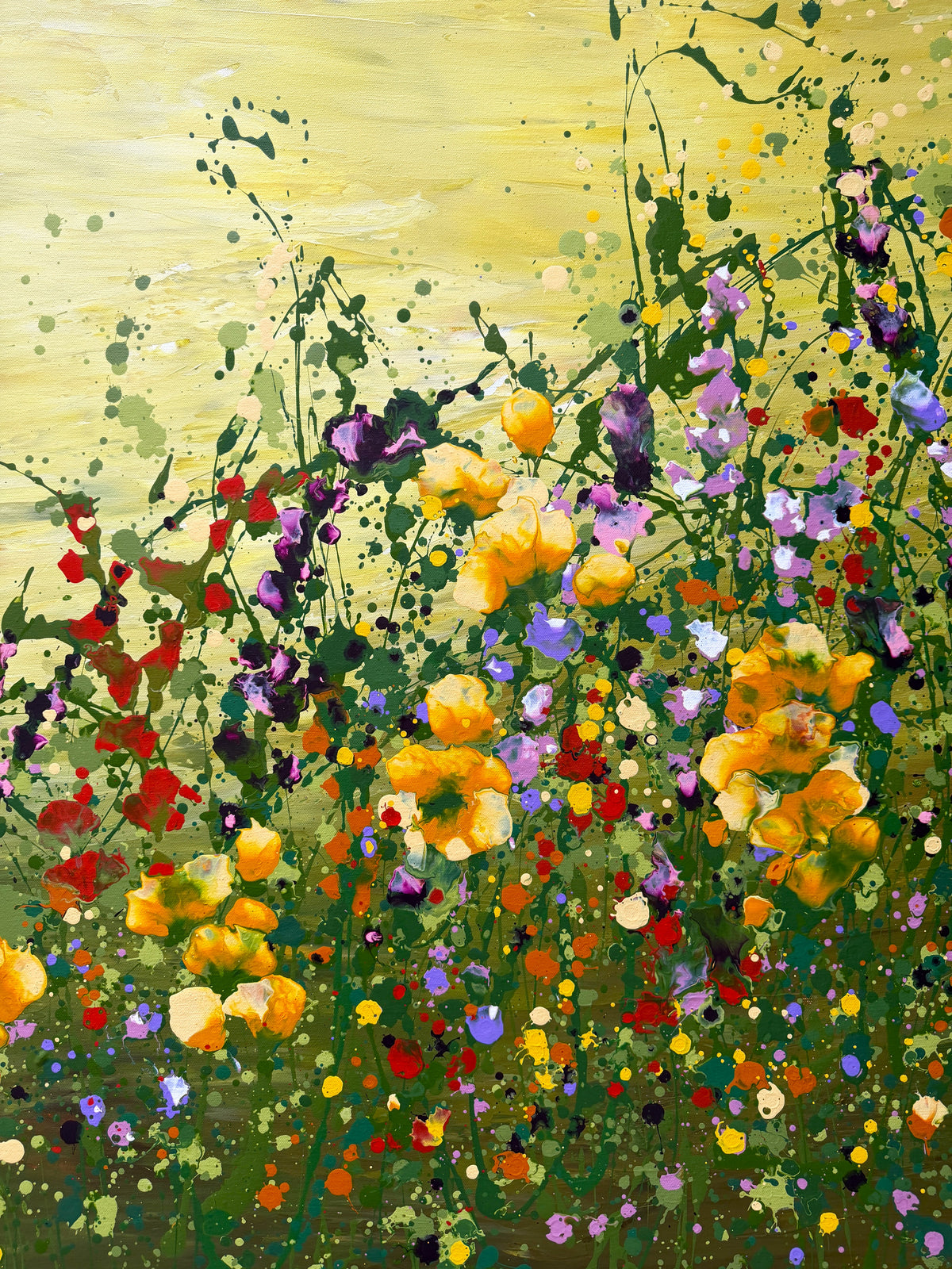 Wild flowers dance- large original floral art