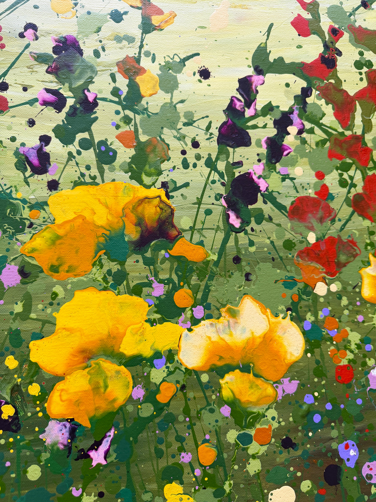 Wild flowers dance- large original floral art