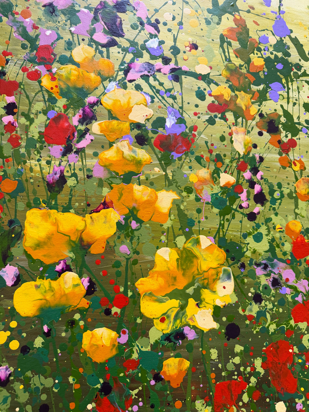 Wild flowers dance- large original floral art