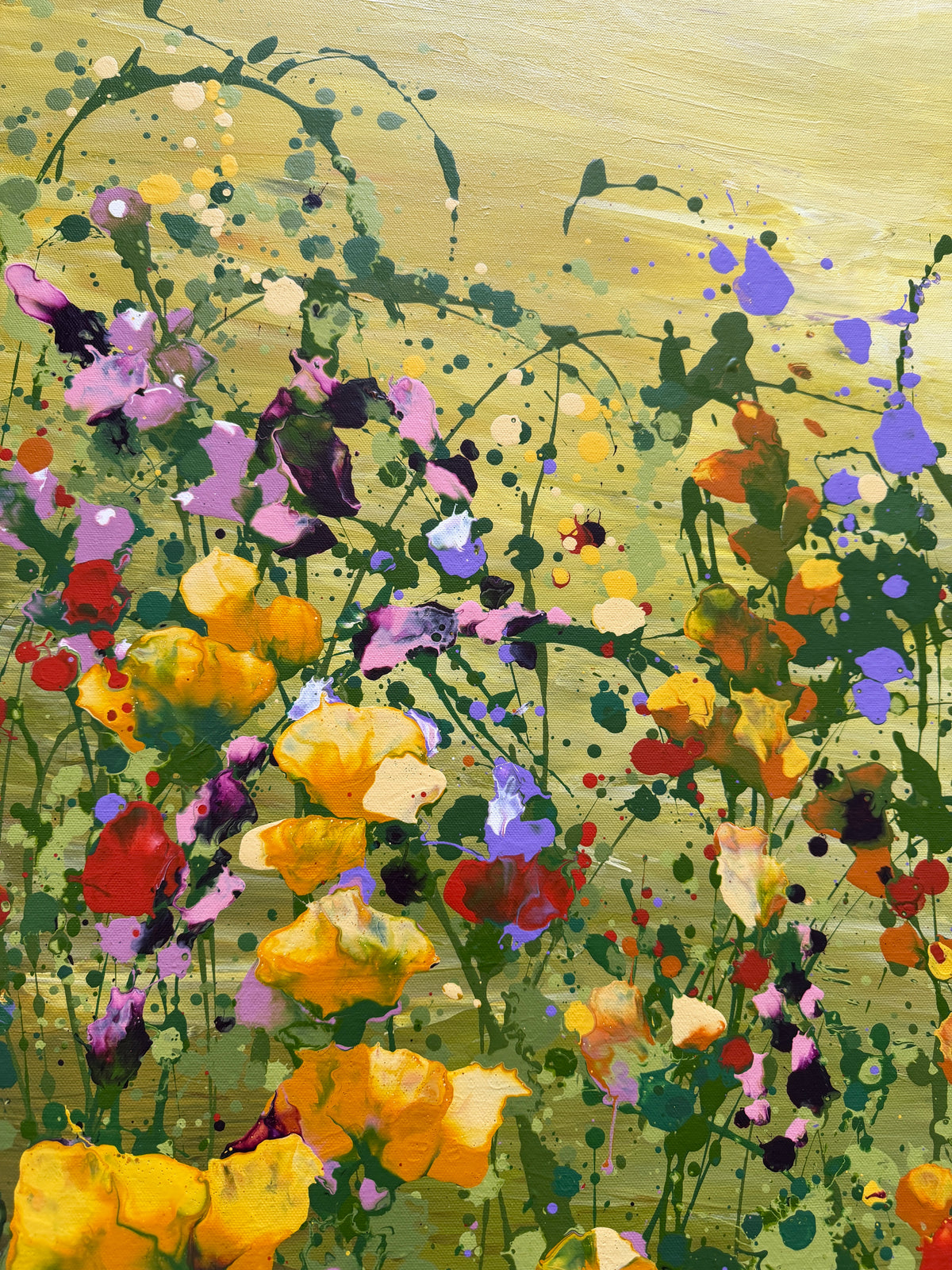 Wild flowers dance- large original floral art