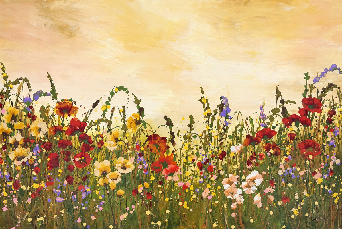 Warm memories - large original  on linen-