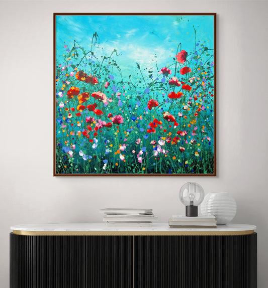 Dance with Me, My Darling – Abstract Floral Painting 100x100 cm