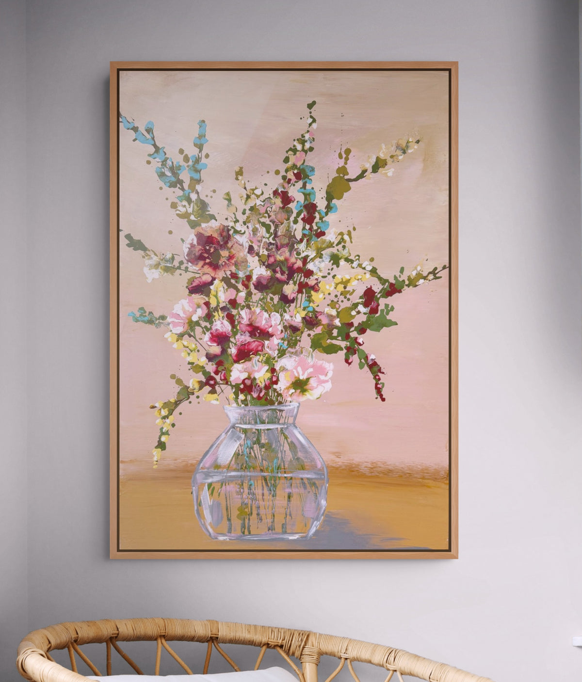 Flowers for me -ready to hang  abstract floral artwork
