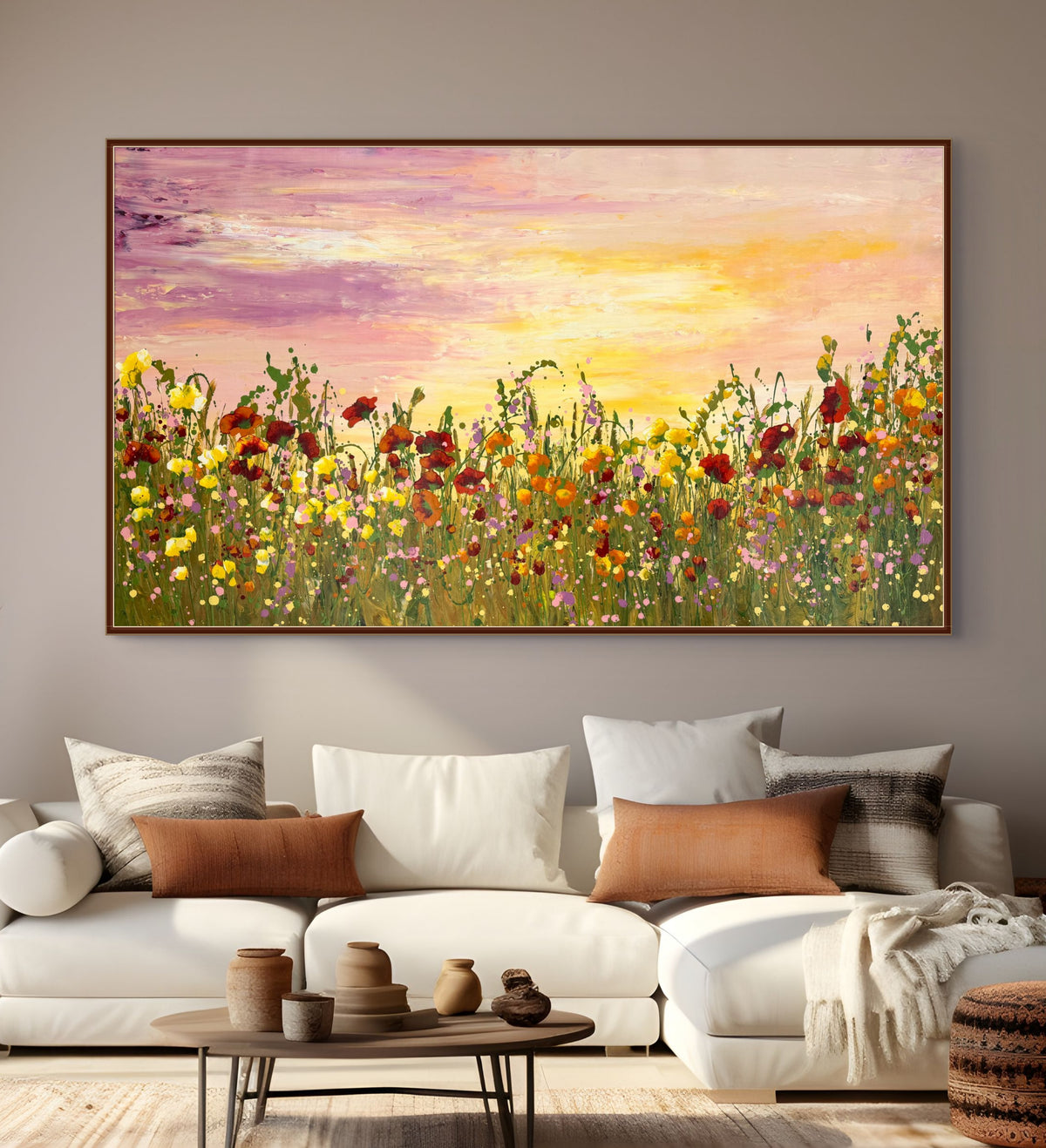Glowing Sunset – Original Wildflower Landscape Painting