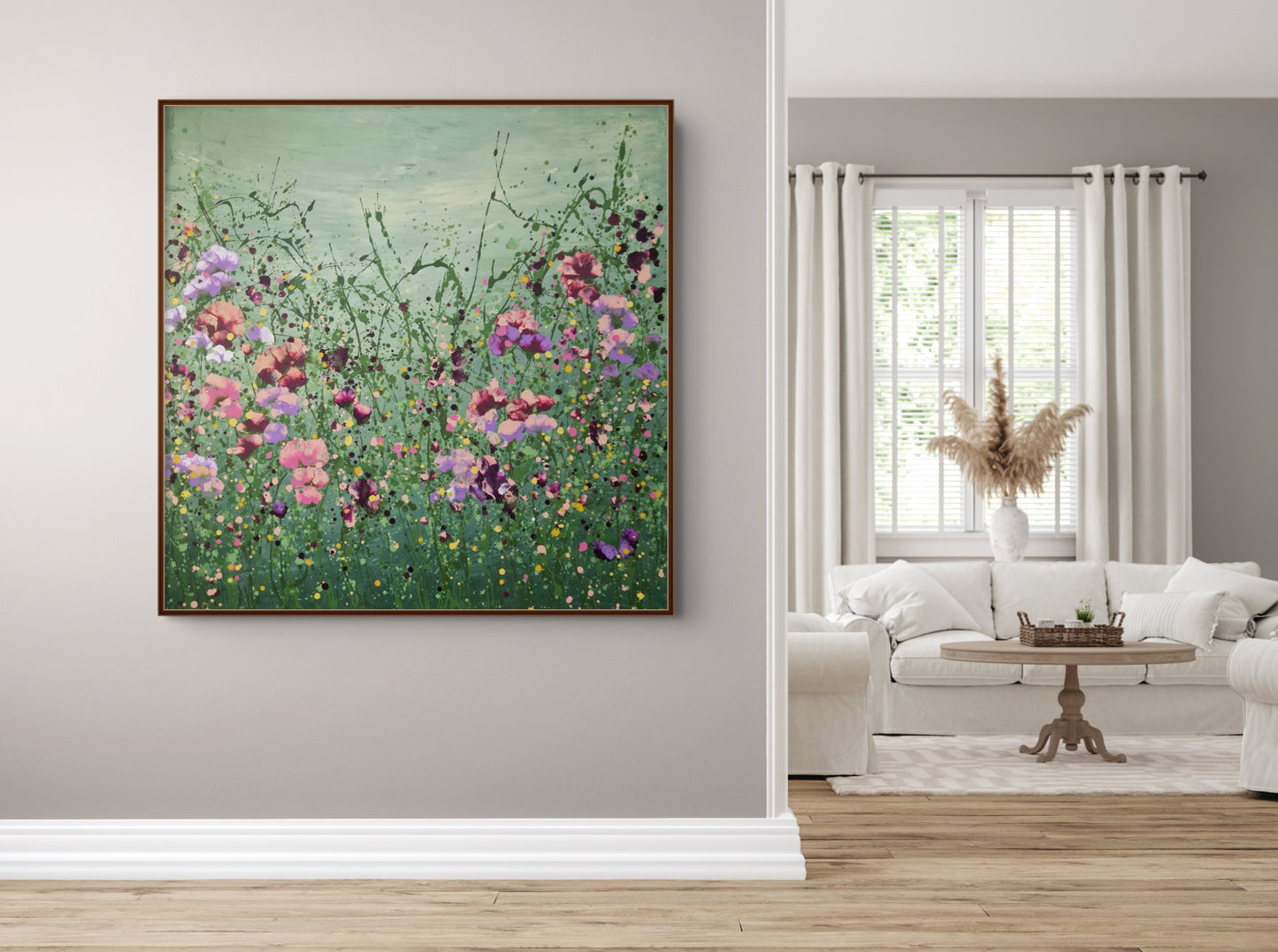 Joyful Dance – Original Abstract Floral Painting | 130 × 130 cm