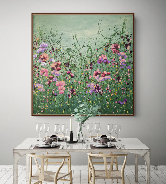 Joyful Dance – Original Abstract Floral Painting | 130 × 130 cm