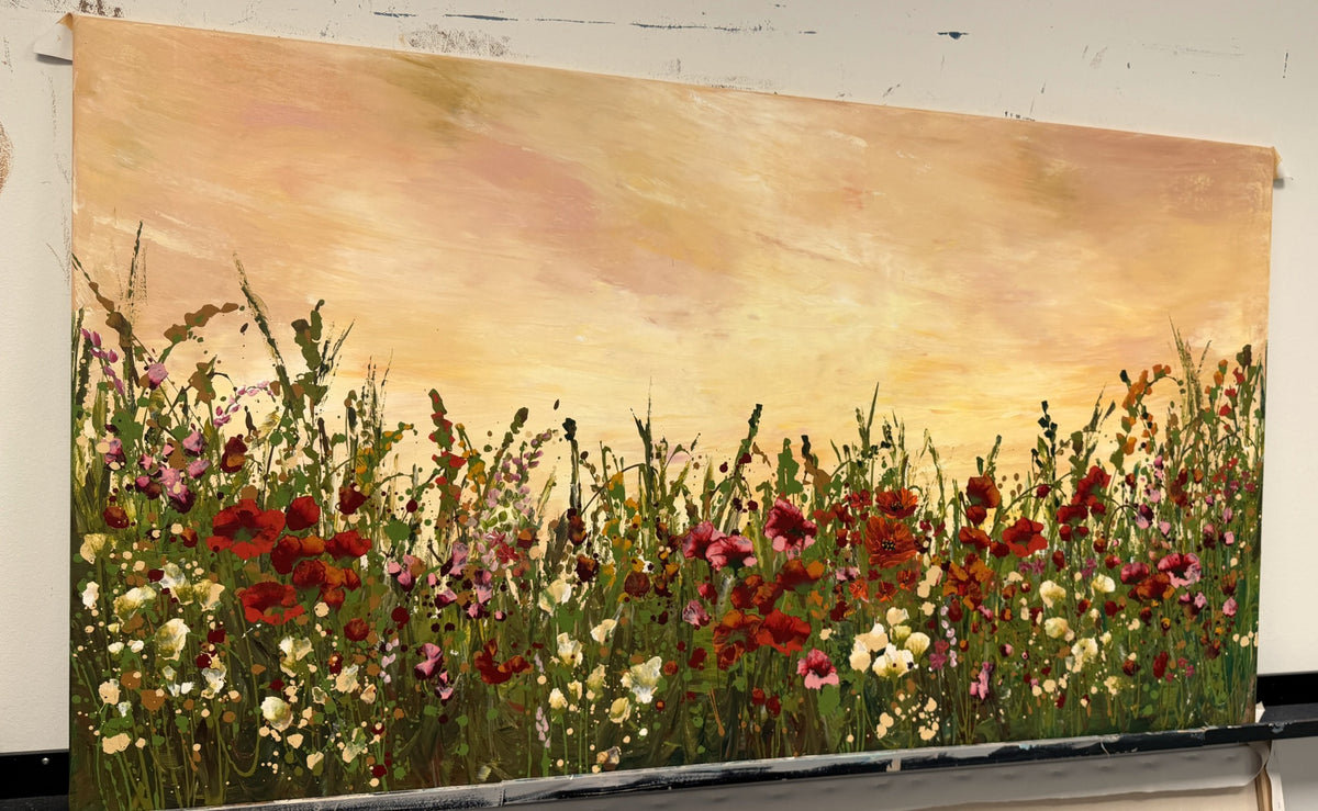 Summer Vibes – detail of original floral acrylic painting by Irina Morisch