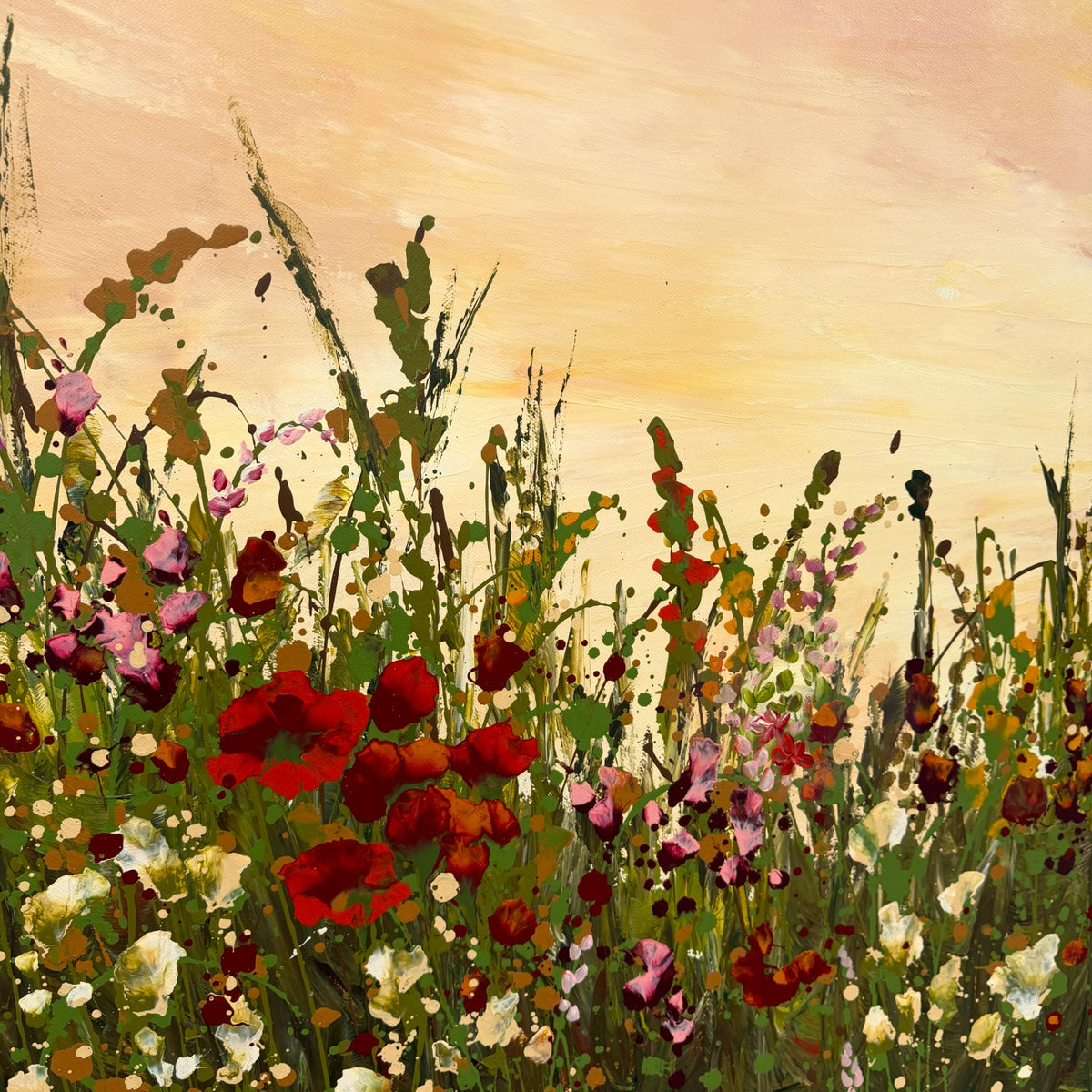 Summer Vibes – detail of original floral acrylic painting by Irina Morisch